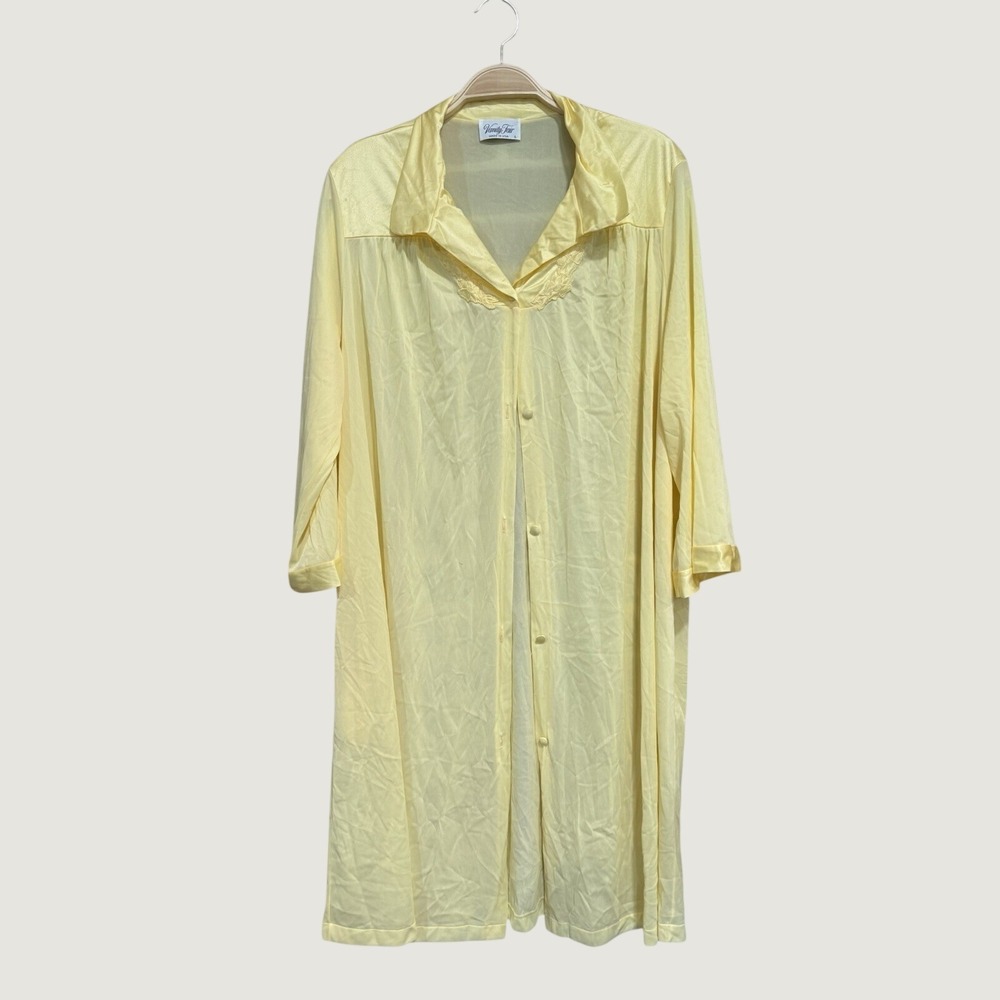 Vanity Fair feminine Yellow button up robe - vtg style nighty robe L